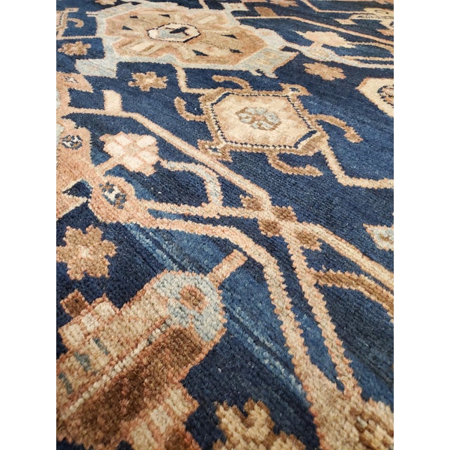 Early 20th Century Antique Persian Malayer Carpet, Handmade Oriental Rugs, Navy, Orange, Cream For Sale - Image 5 of 12