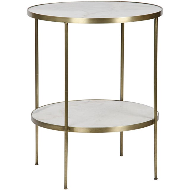 Contemporary Rivoli Side Table in Antique Brass, Metal and Quartz For Sale - Image 3 of 3