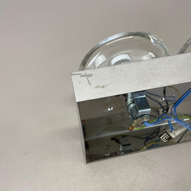 Space Age Original Metal Chrome Glass Wall Sconce Cosack Lights, Germany, 1970s For Sale - Image 18 of 18