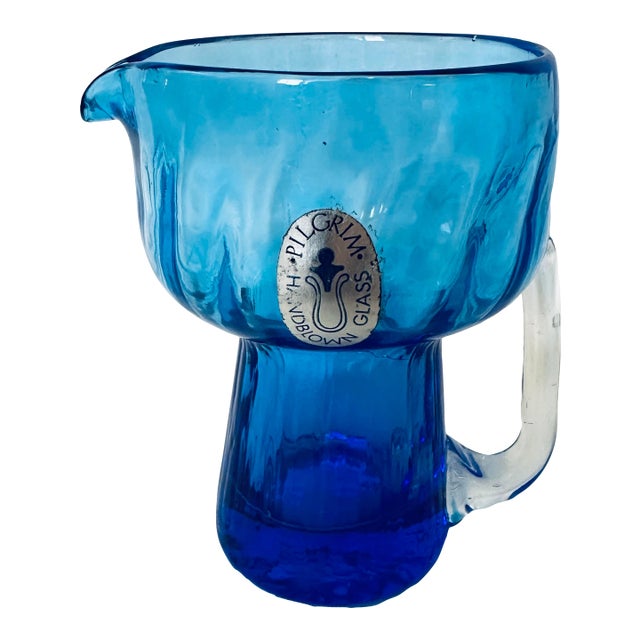 Pilgrim Glass Blue Mini Pitcher For Sale