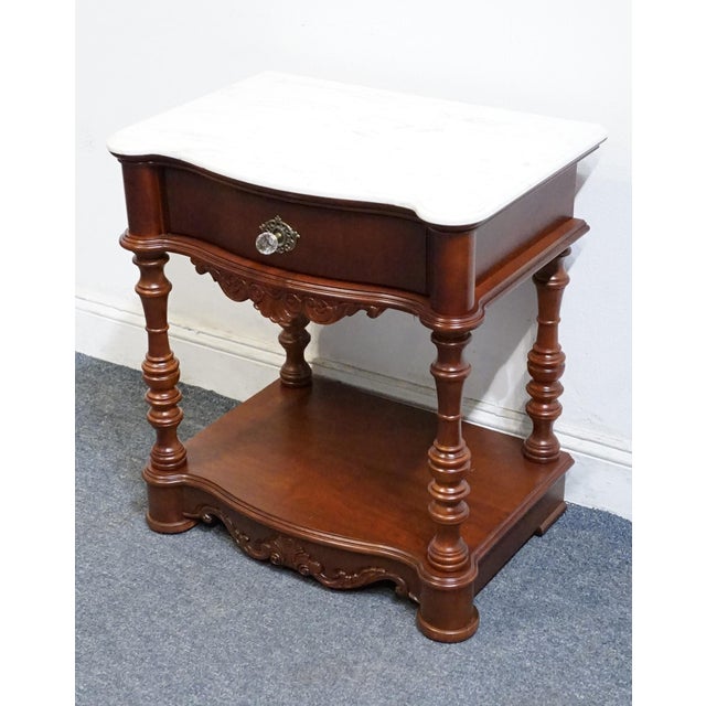 PULASKI FURNITURE Solid Cherry Traditional Victorian Revival 24" Nightstand w. White Granite Top 45141 26" High 24" Wide...