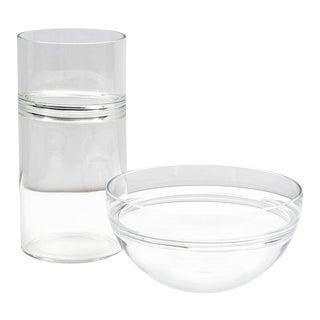 Set of Two Clear Blown Glass Incalmo Vases by Barbini Murano, 1970s For Sale