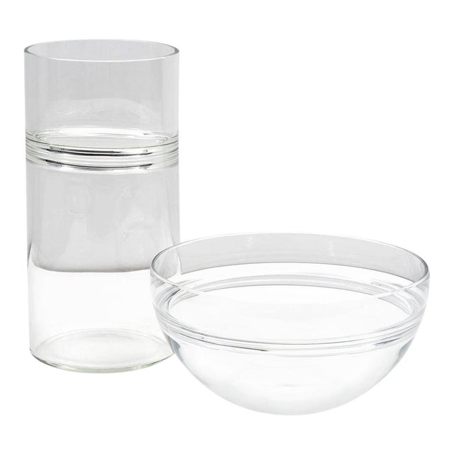Set of Two Clear Blown Glass Incalmo Vases by Barbini Murano, 1970s For Sale