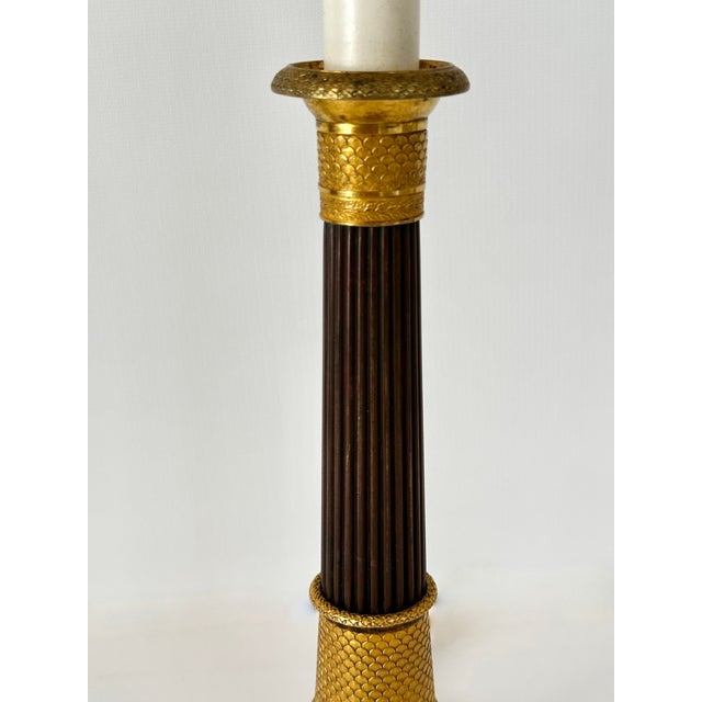Early 19th Century Single Empire Gilt Bronze Period Candlestick as Lamp For Sale - Image 13 of 18