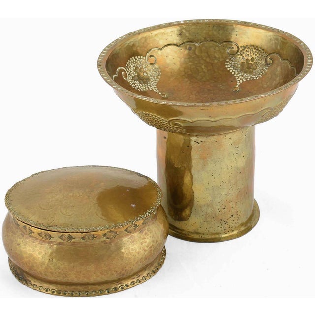 Vintage Art Deco German Brass Can and Bowl from Kupo, 1920s, Set of 2 For Sale - Image 3 of 7