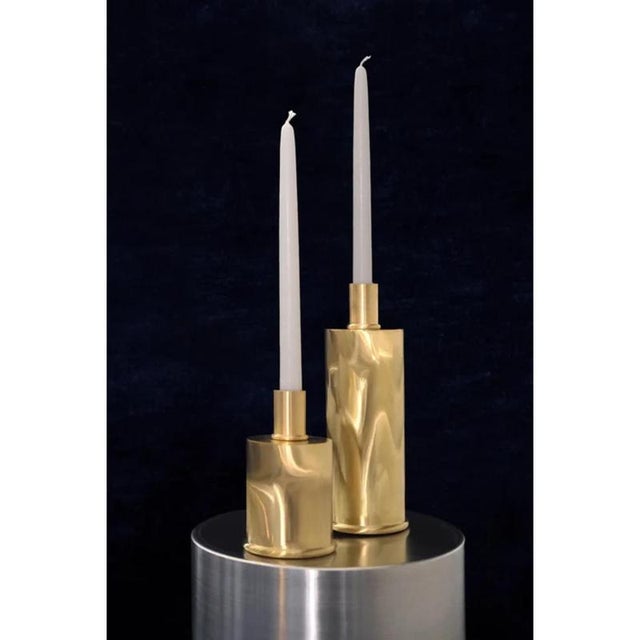 Not Yet Made - Made To Order RL 02 Maxi Candleholder in Caspal Brushed Brass by Caspal For Sale - Image 5 of 10