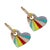Early 21st Century Rainbow Enamel Heart Gold & Diamond Hoop Earrings, A Pair For Sale - Image 5 of 6