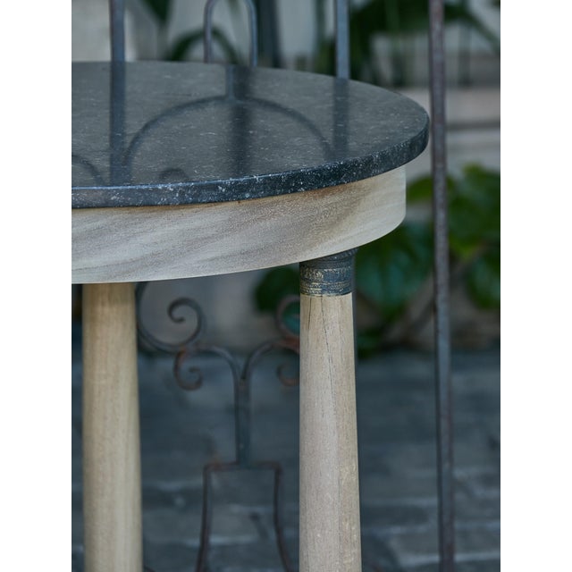 French Empire Style 19th Century Bleached Table with Marble Top and Column Legs For Sale - Image 9 of 12