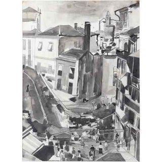 Costa Junior, View of Porto, Mixed Media on Paper For Sale