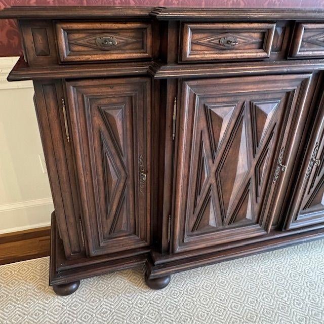 Brown Carved Sideboard by New Classics For Sale - Image 8 of 9