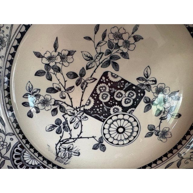 This Aesthetic style plate is English transfer ware circa 1890. it was made by Challinor & Co and is the Gordon pattern....