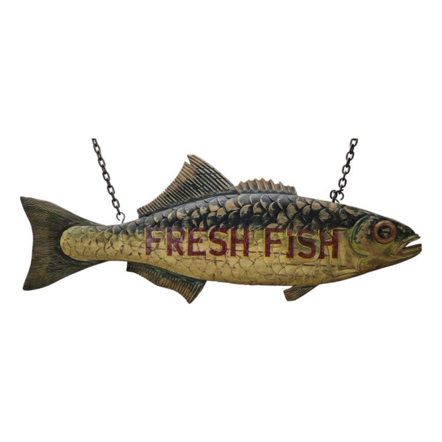 Six Foot "Fresh Fish" Trade Sign For Sale