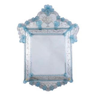 Mid-Century Octagonal Venetian Murano Glass Mirror, 1960 For Sale