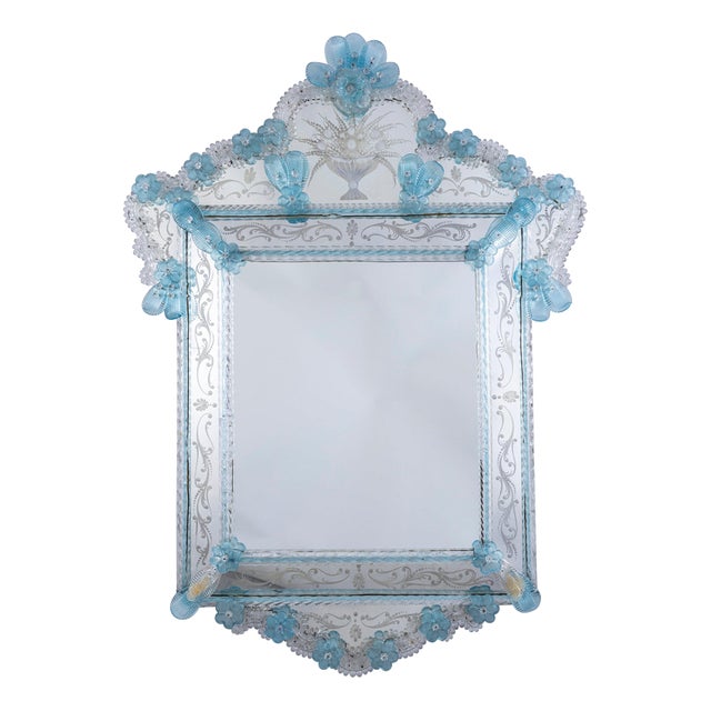 Mid-Century Octagonal Venetian Murano Glass Mirror, 1960 For Sale