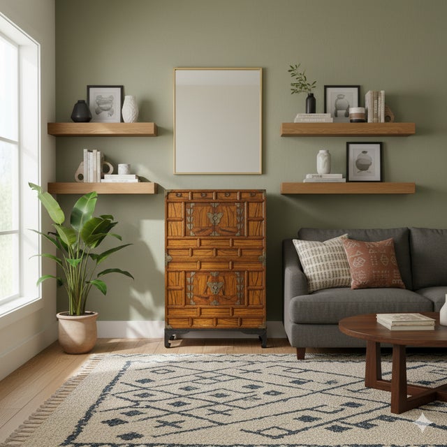 Wood Oriental Korean Style Brown Hardware Drawers Accent Storage Cabinet For Sale - Image 7 of 11