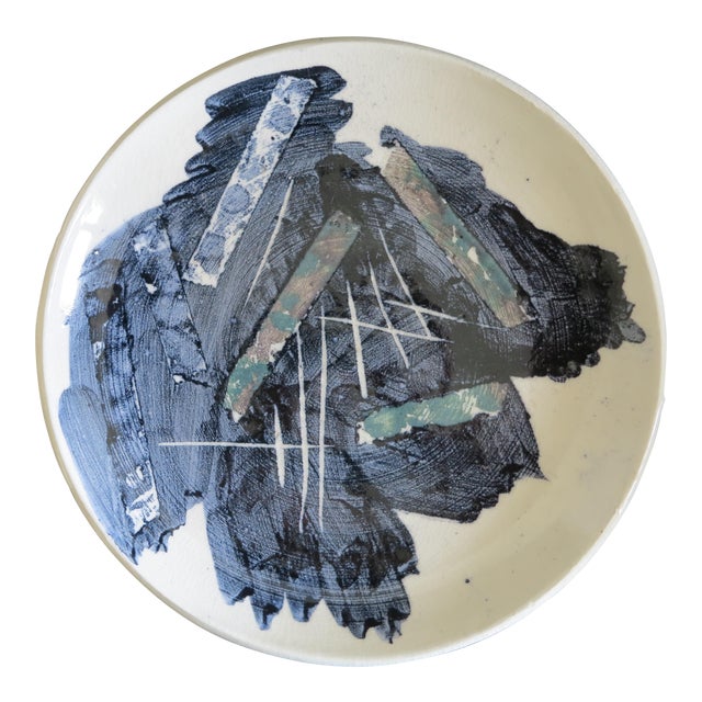 Abstract Mid-Century Stoneware Plate For Sale