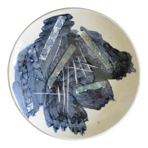 Abstract Mid-Century Stoneware Plate
