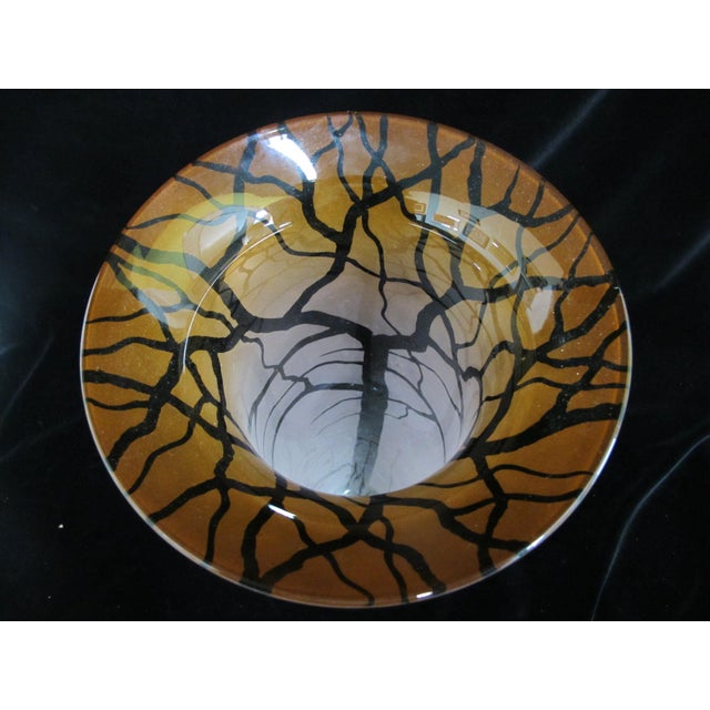 Contemporary Bernard Katz Gold Topaz Hand Blown Art Glass Tree & Root 16 1/2" Tall Vase For Sale - Image 3 of 11