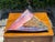 Impressive oversized signed studio art pottery centerpiece featuring a dramatic triangular form and richly layered...