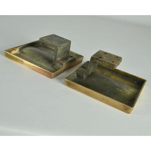 Vintage Architectural Push and Pull Bronze Door Handle Square, 1970s, Set of 5 For Sale - Image 14 of 15