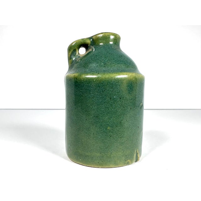 Antique Miniature Stoneware Jug: Greenish-Blue Glazed Pottery For Sale - Image 4 of 9