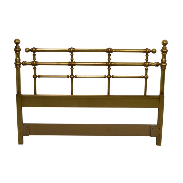 Drexel Barbados Faux Bamboo Vintage Gold Gilt Wood Queen Headboard