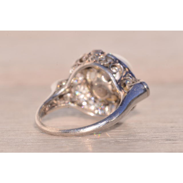 Metal The 114th Avenue: Antique Natural Pearl and Diamond Ring in Platinum For Sale - Image 7 of 11