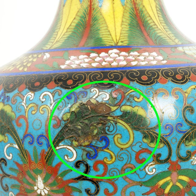 Antique Chinese Cloisonné Enamel Table Lamp C1920 For Sale - Image 12 of 17