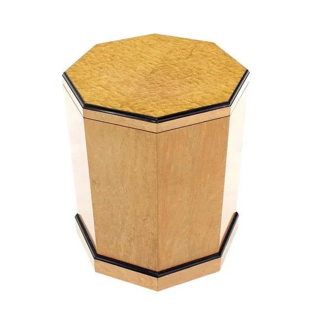 Vintage Mid Century Birds Eye Maple Side Table Pedestal For Sale - Image 9 of 10
