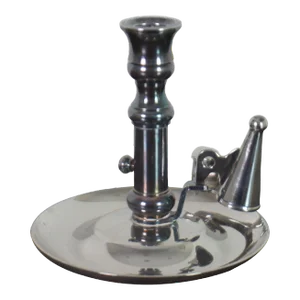Antique Georgian Silverplate Chamberstick Candle Holder with Snuffer