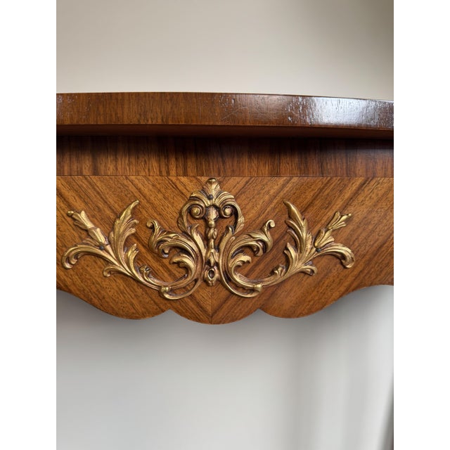 Wood Vintage French Louis XV Style Marquetry Console Table, 1930s For Sale - Image 7 of 11