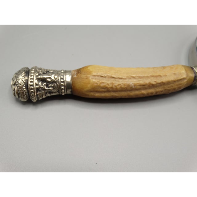 Bone Antique English Stag Horn & Sterling Magnifying Glass For Sale - Image 7 of 9