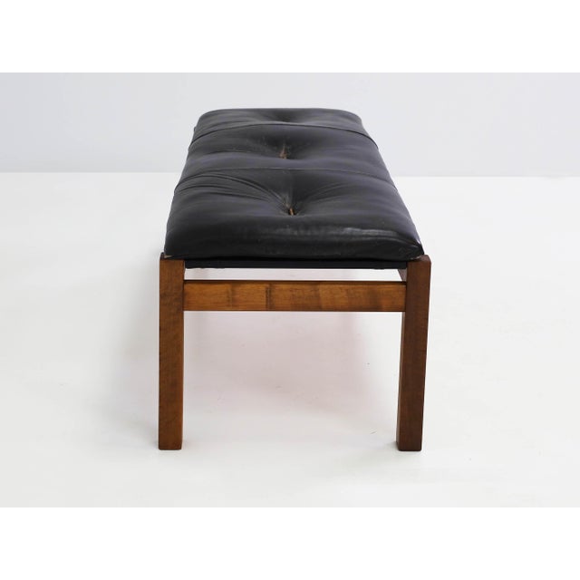 Brutalist Brutalistic Danish Bench with Soft Leather Cushion, Denmark, 1970 For Sale - Image 3 of 10