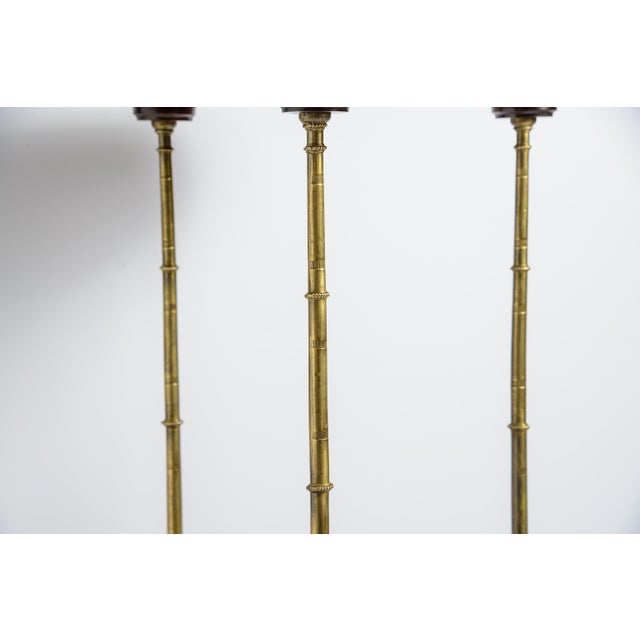 French White Marble Top and Brass Gallery Top End Table, Brass Legs For Sale - Image 9 of 10