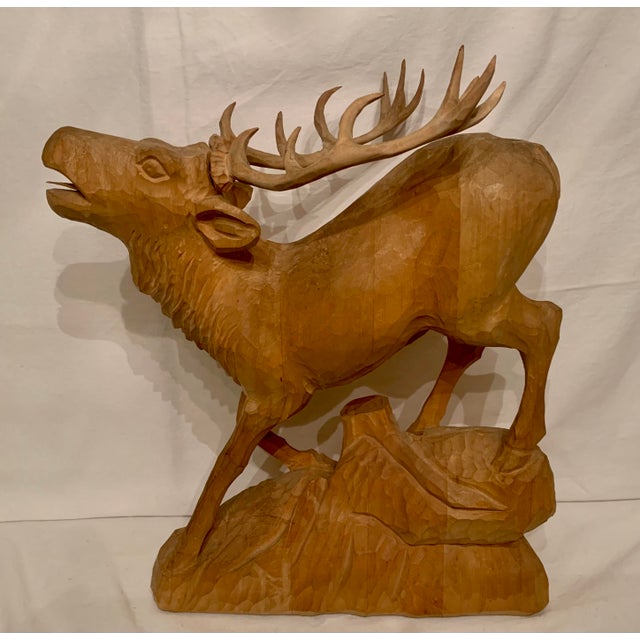 Mid 20th Century Large Black Forest Wooden Red Stag Carving For Sale - Image 12 of 12