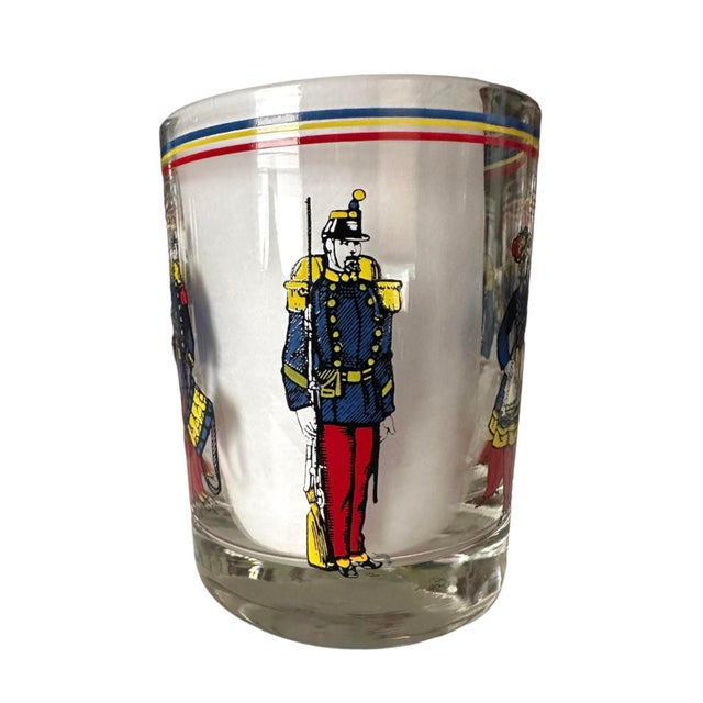 Glass Vintage Mid-Century French Soldiers Barware / Lowball / Cocktail Glasses for Neiman Marcus, a Set of 6 in the Manner of Fornasetti For Sale - Image 7 of 9