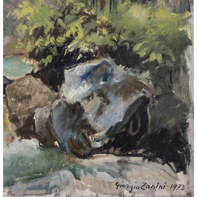 Landscape is an artwork realized by Giorgio Zanini in 1973. Mixed colored oil on canvas. Hand signed and dated on the...