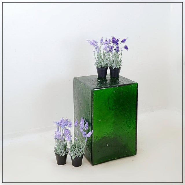 Translucent Bottle Green Acrylic Pedestal For Sale - Image 6 of 12