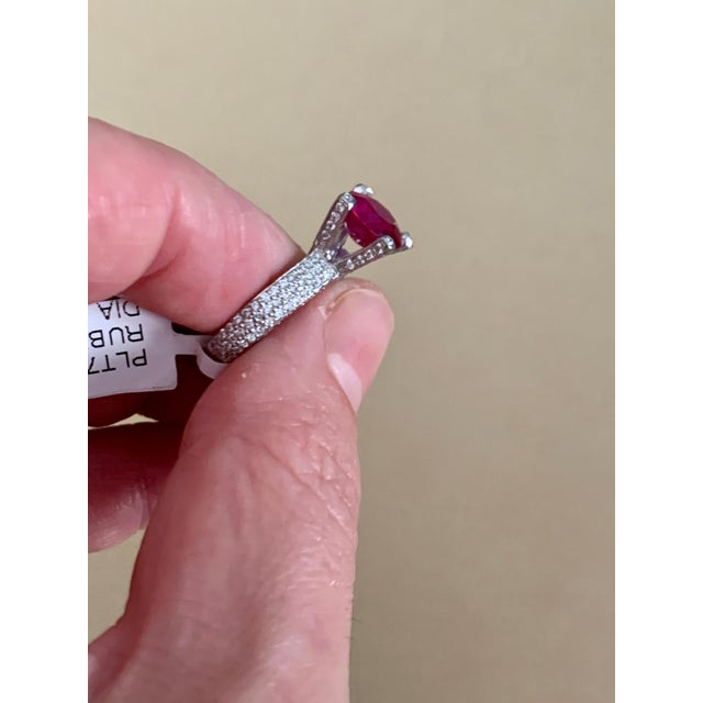 2 Carat Round Treated Ruby and Diamond Platinum Ring For Sale - Image 14 of 18
