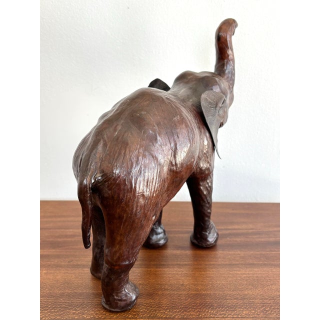 Mid 20th Century Vintage Brown Leather-Wrapped Lucky Elephant For Sale - Image 5 of 8