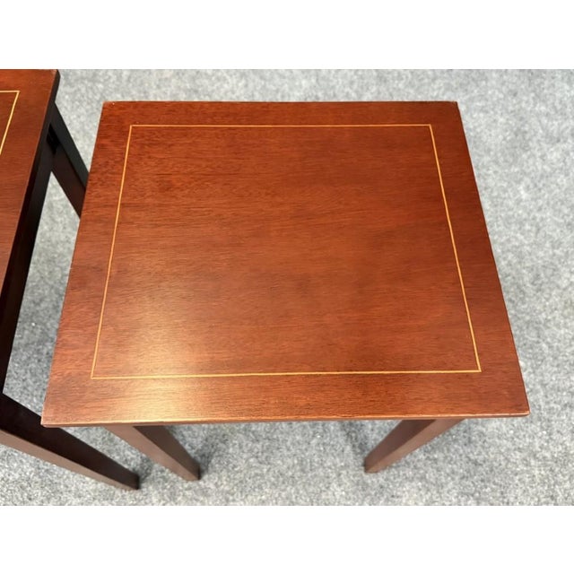Late 20th Century Set of 3 Inlaid Mahogany Nesting Tables For Sale - Image 15 of 18