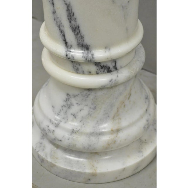 Vintage Italian Classical White Marble Column Form Round 32" Pedestal Bust Stand For Sale - Image 11 of 14