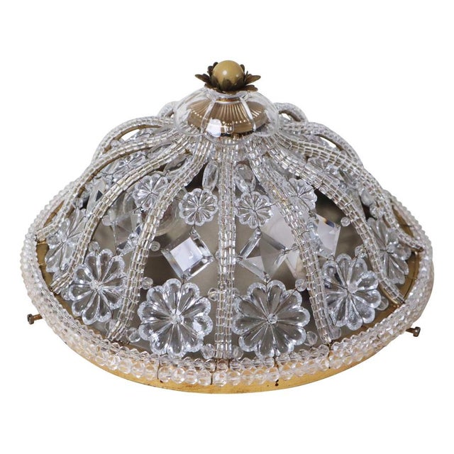 Hollywood Regency Floral Lead Crystal Flush Mount, 1990s For Sale - Image 15 of 15