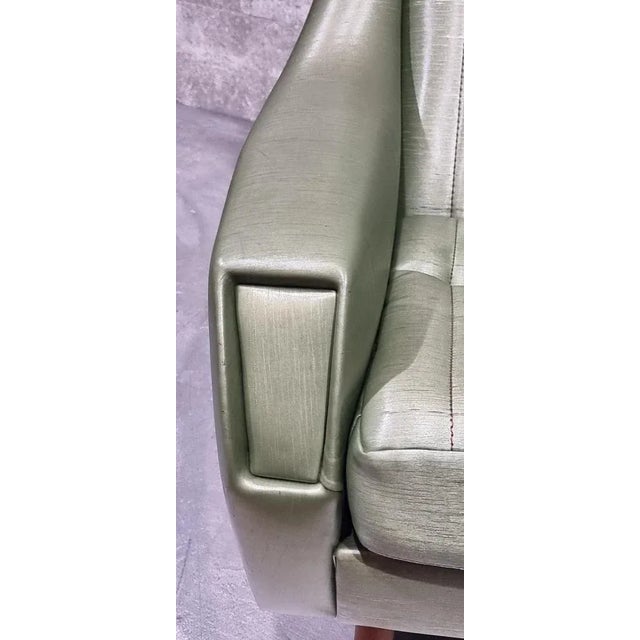 Mid-Century Lounge Chair in Sky and Wood, 1960s For Sale - Image 4 of 13