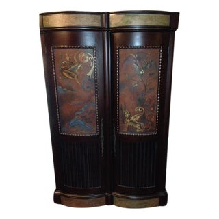 Custom Leather Painted Designer Media Cabinet For Sale