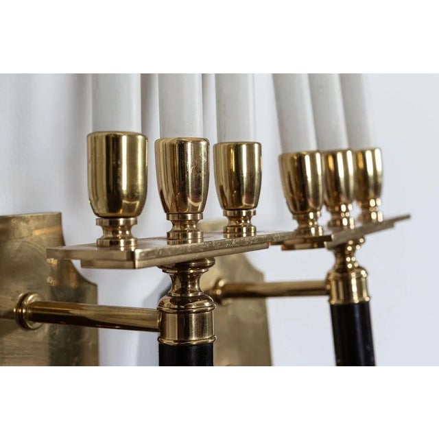 Gold Large Mid-Century Italian Brass Wall Lights, Set of 2 For Sale - Image 8 of 11