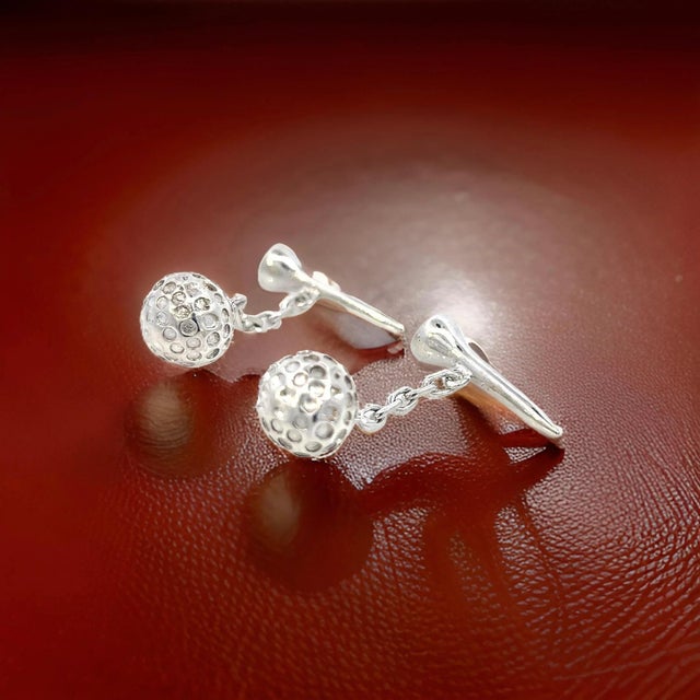 1990s 1990s Pair of Tiffany & Co Estate Golf Ball Cufflinks Sterling Silver 15.39 Grams For Sale - Image 5 of 11