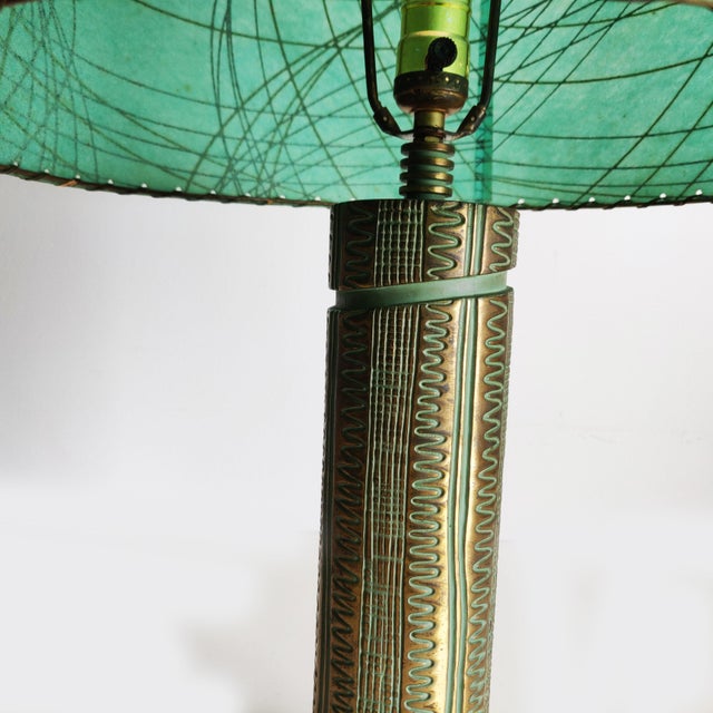 Mid-Century Modern Mid 20th Century Mid Century Modern Brass Table Lamp With Original Shade For Sale - Image 3 of 12