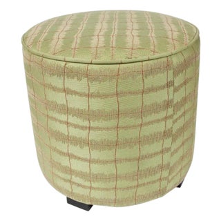 Jade Green Round Moroccan Art Deco Upholstered Stool For Sale