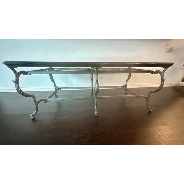 Dark Gray VTG Klaussner Metal and Glass Top Coffee Table For Sale - Image 8 of 11